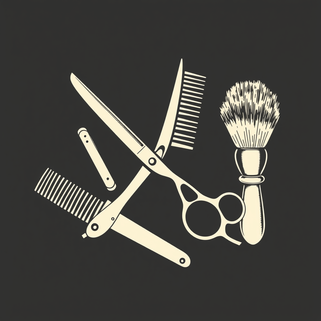 Vintage barber tools illustration